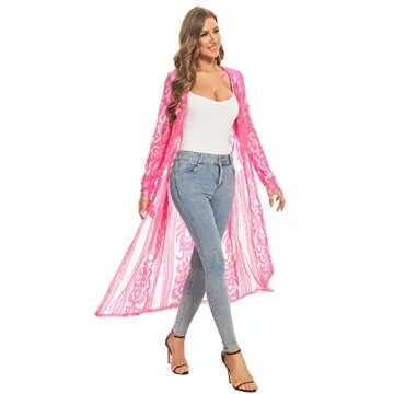 Women's Sequin Cardigan Long Tops Glitter Dressy Sparkle Open Front Coat Dresses Duster for Evening Prom XXL Rose