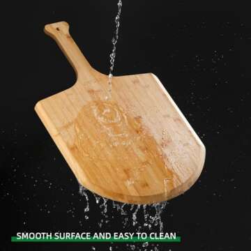 JIAFUEO Bamboo Pizza Peel 15 inch Wide, Large Wooden Pizza Spatula Paddle Pizza Cutting Board with Comfy Handle for Home Pizzeria Bakery Baking Pizza Bread Cutting Fruit
