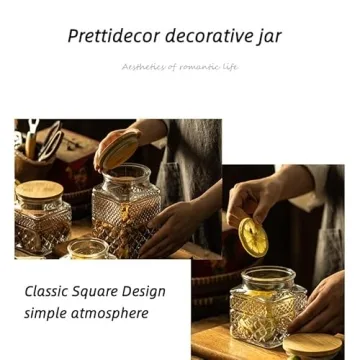 Prettidecor 38 FL OZ Glass Storage Jar with Bamboo Lid