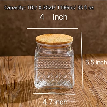 Prettidecor 38 FL OZ Glass Storage Jar with Bamboo Lid