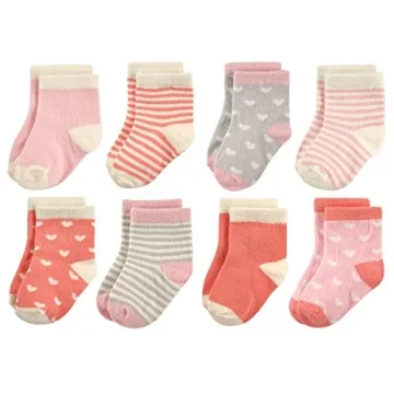 Hudson Baby Hearts Casual Socks for Boys, 0-6 Months