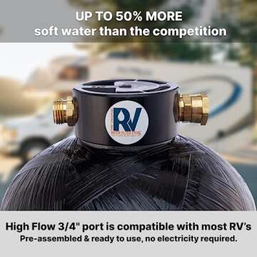 Portable Water Softener for RV 16,000 Grain - Easy Setup