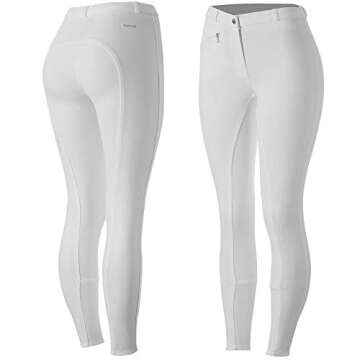 HORZE Active Women's Horse Riding Silicone Grip Full Seat Breeches | Midrise Waist with Front Pocket...