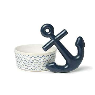 Waggo Sketched Wave Blue/White Pet Dish