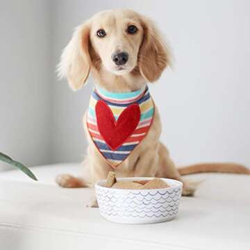 Waggo Sketched Wave Blue/White Pet Dish