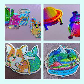 25 Sheets A4 Size (8.25”x11.7“）Holographic Sticker 5 Styles Mixed Clear Adhesive Laminted Film Holographic Overlay No need Machine