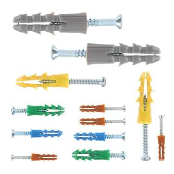 HongWay 370pcs Plastic Drywall Wall Anchors Kit with Screws, Includes 5 Different Assorted Size Anchors and Screws