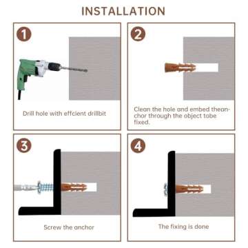 HongWay 370pcs Plastic Drywall Wall Anchors Kit with Screws, Includes 5 Different Assorted Size Anchors and Screws