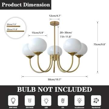 Flyrose 5-Light Modern Globe Sputnik Chandelier - Stylish Dining Room Lighting