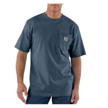 Carhartt Men's Loose Fit Heavyweight Short-Sleeve Pocket T-Shirt (Also Available in Big & Tall), Bluestone, Large