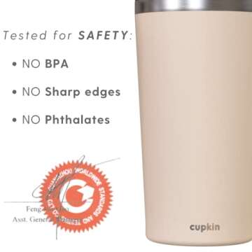 CUPKIN Stainless Steel Insulated Tumbler with Lid and Straw, 20 oz Water Bottle & Straw, Stainless Steel Cups, Travel Coffee Mug for Adults, Iced Coffee Cup with Lid, Tumbler for Travel