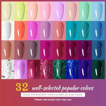 JODSONE Gel Nail Polish Kit with U V Light 32 Colors Gel Polish Set Soak Off Gel Nail Kit Nail Art Salon or Home DIY Manicure Tools Gifts for Women