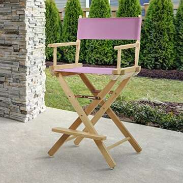 Casual Home Director Chair - Counter Height Natural Frame/Pink Canvas