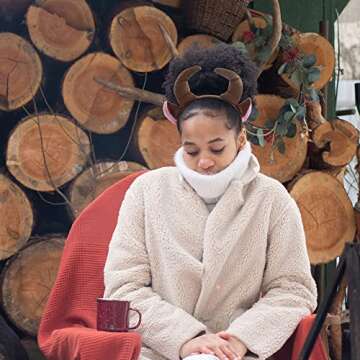 C-ZOFEK Women' Cosplay Brown Cow Horns Headband Halloween Devil Headwear Cute Headpiece Kawaii Headdress Anime Accessories Great Gift