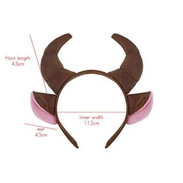 C-ZOFEK Women' Cosplay Brown Cow Horns Headband Halloween Devil Headwear Cute Headpiece Kawaii Headdress Anime Accessories Great Gift