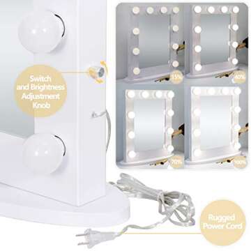 SUPER DEAL Hollywood Vanity Mirror with Lights - Makeup Beauty Cosmetic Mirror with 12 Dimmable LED ...