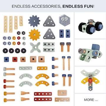 Deluxe Wooden Toy Workbench for Kids 69 Pieces Tool Playset