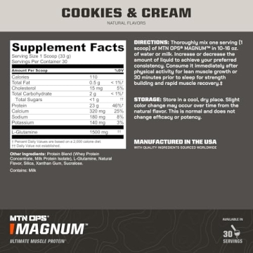 MTN OPS Cookies and Cream Protein Powder, 23g Protein