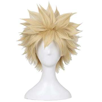 ColorGround Short Afro Fluffy Synthetic Blonde Cosplay Wig