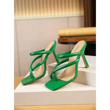 Vivianly Women's Stylish Thong Heels Sandals