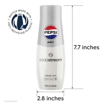SodaStream - Diet Pepsi Beverage Mix Diet Flavor for SodaStream Turns 9.5 Gallons of Sparkling Water into Diet Pepsi Light, Crisp and Refreshing with Zero Calories 14.9 Fl Oz, Pack of 4