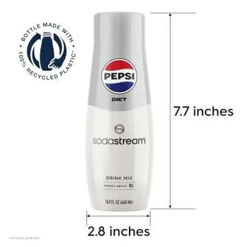 SodaStream - Diet Pepsi Beverage Mix Diet Flavor for SodaStream Turns 9.5 Gallons of Sparkling Water into Diet Pepsi Light, Crisp and Refreshing with Zero Calories 14.9 Fl Oz, Pack of 4