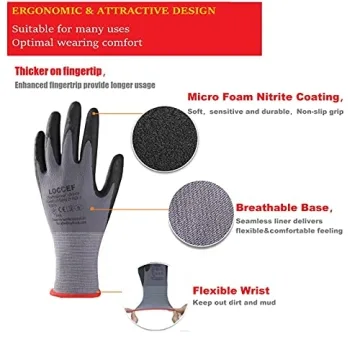 LOCCEF MicroFoam Nitrile Gloves - 12 Pairs for Safety