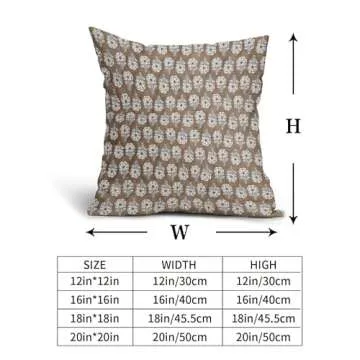 Floral Pillow Covers 18X18 Inch Set of 2 Brown Flowers Block Print Decorative Pillow Cases Farmhouse Cotton Linen Cushion Case Home Decor for Sofa Bed Couch Porch Outdoor