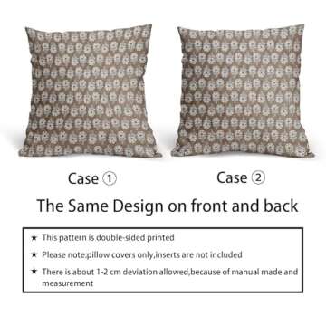 Floral Pillow Covers 18X18 Inch Set of 2 Brown Flowers Block Print Decorative Pillow Cases Farmhouse Cotton Linen Cushion Case Home Decor for Sofa Bed Couch Porch Outdoor
