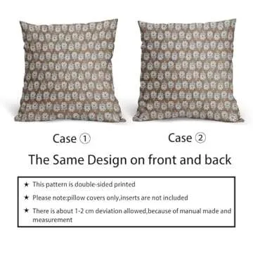 Floral Pillow Covers 18X18 Inch Set of 2 Brown Flowers Block Print Decorative Pillow Cases Farmhouse Cotton Linen Cushion Case Home Decor for Sofa Bed Couch Porch Outdoor