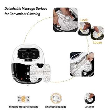 H&B Luxuries Foot Spa Massager with Heat for Stress Relief, Feet Bath with Motorized Rollers and Shower, Temperature Control, Timer and LED Display, Ideal for Wife Mother Mom Father Husband, Black