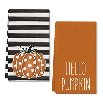ARKENY Hello Pumpkin Fall Kitchen Towels Set of 2
