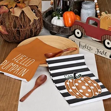 ARKENY Hello Pumpkin Fall Kitchen Towels Set of 2