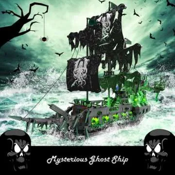 JMBricklayer Pirate Ship Building Toys with Lights, Ghost Ship Flying Dutchman Model Ship Boat 40001, Toy Building Sets for Adults, Easter Decor Christmas Birthday Gifts for Boys Girls 14+ (1100 PCS)