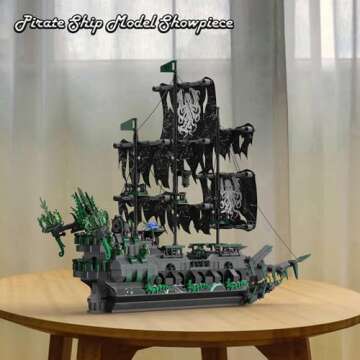 JMBricklayer Pirate Ship Building Toys with Lights, Ghost Ship Flying Dutchman Model Ship Boat 40001, Toy Building Sets for Adults, Easter Decor Christmas Birthday Gifts for Boys Girls 14+ (1100 PCS)