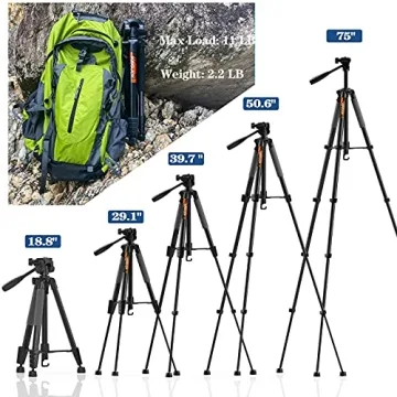 KINGJOY 75" Camera Tripod – Versatile & Durable for Photographers