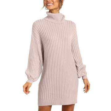 ANRABESS Women Oversized Sweater Dress Turtleneck Batwing Long Sleeve 2024