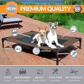 K&H Pet Products Outdoor Elevated Dog Cot, Breathable Cooling Elevated Cot Hammock Pet Bed for Large...