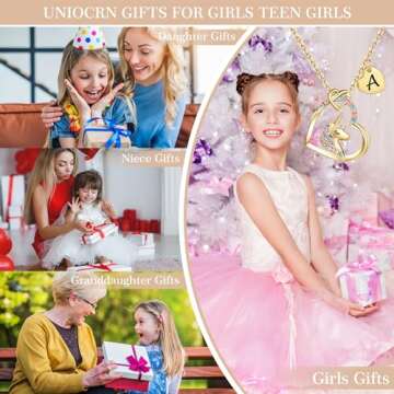 Hidepoo Valentines Day Gifts - Unicorn Necklace Gifts, Colorful CZ Heart Pendant Unicorn Necklace Jewelry Birthday Gifts Unicorn Gifts A Initial Heart Unicorn Necklace Unicorn Jewelry Birthday Gifts