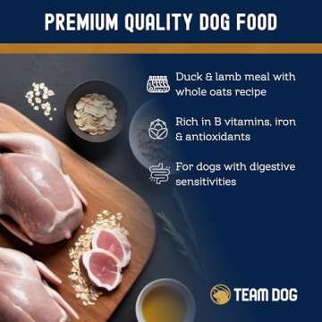 Team Dog Essential Blend Duck & Lamb Dog Food with Whole Oats | Sensitive Stomach Dog Food | Gluten ...