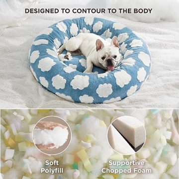 Lesure Donut Dog Bed for Small Dogs and Cats in Chic Design