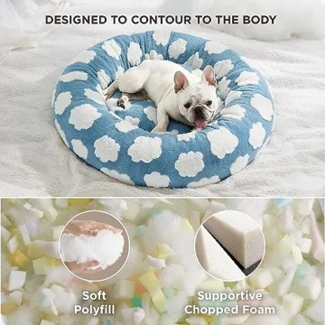 Lesure Donut Dog Bed for Small Dogs and Cats in Chic Design