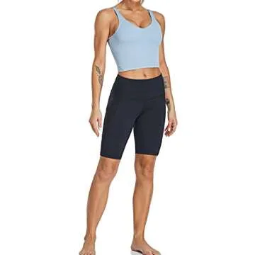 Oalka Sports Bra Womens Longline Padded Crop Tank Yoga Bras Workout Fitness Top Heart Blue S
