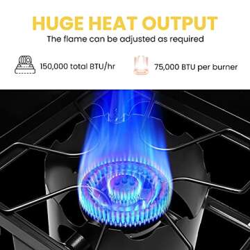 VIVOHOME Double Burner Stove 150,000 BTU/hr, Heavy Duty Outdoor Propane Stove with Windscreen and Detachable Legs Stand for Camping Cookout