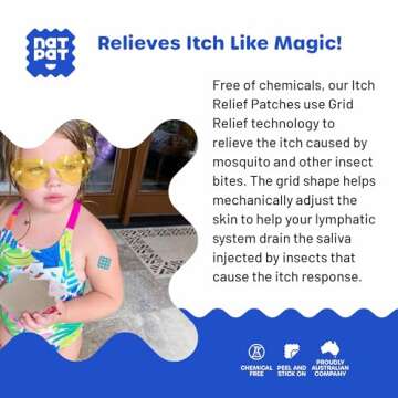 NATPAT Magic Patch Itch Relief Patches - Insect Bite Patch for Mosquitos, Ticks, Midges, Sandflies, and Bed Bug Bites - 30 Count - BUZZPATCH - The Original Natural Patch for Itch Relief