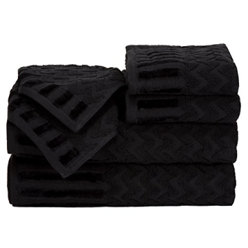 6-Piece Cotton Deluxe Plush Bath Towel Set – Chevron Patterned Plush Sculpted Spa Luxury Decorativ...