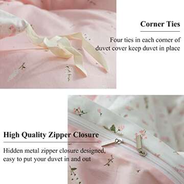 EAVD Vintage Floral Duvet Cover King Size 100% Cotton