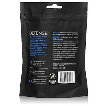 Defense Soap Body Wipes, 30 Individually Packed Travel Wipes - 100% Natural and Pure Pharmaceutical Grade Tea Tree Oil and Eucalyptus Oil