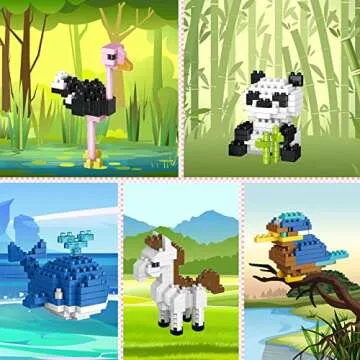 FUN LITTLE TOYS Mini Animals Building Blocks Set for Goodie Bags, Prizes, Birthday Gifts, Party Favo...