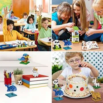 FUN LITTLE TOYS Mini Animals Building Blocks - 12 Pack Set